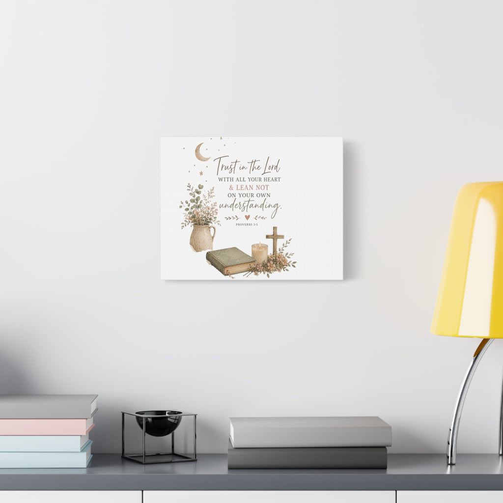 Trust in the Lord Wall Canvas – Proverbs 3:5 Inspirational Christian Scripture Art