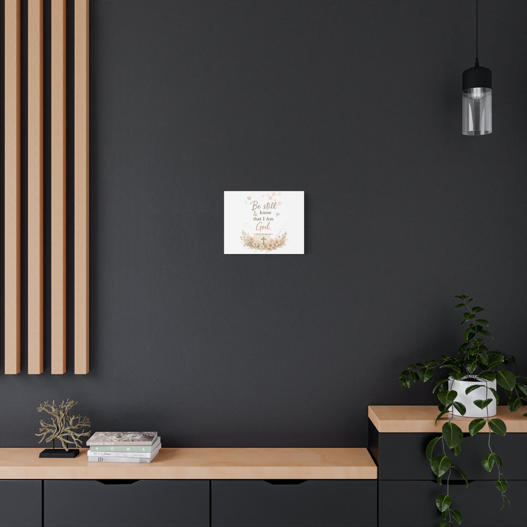 Be Still & Know That I Am God Canvas — Psalm 46:10 Floral Wall Art