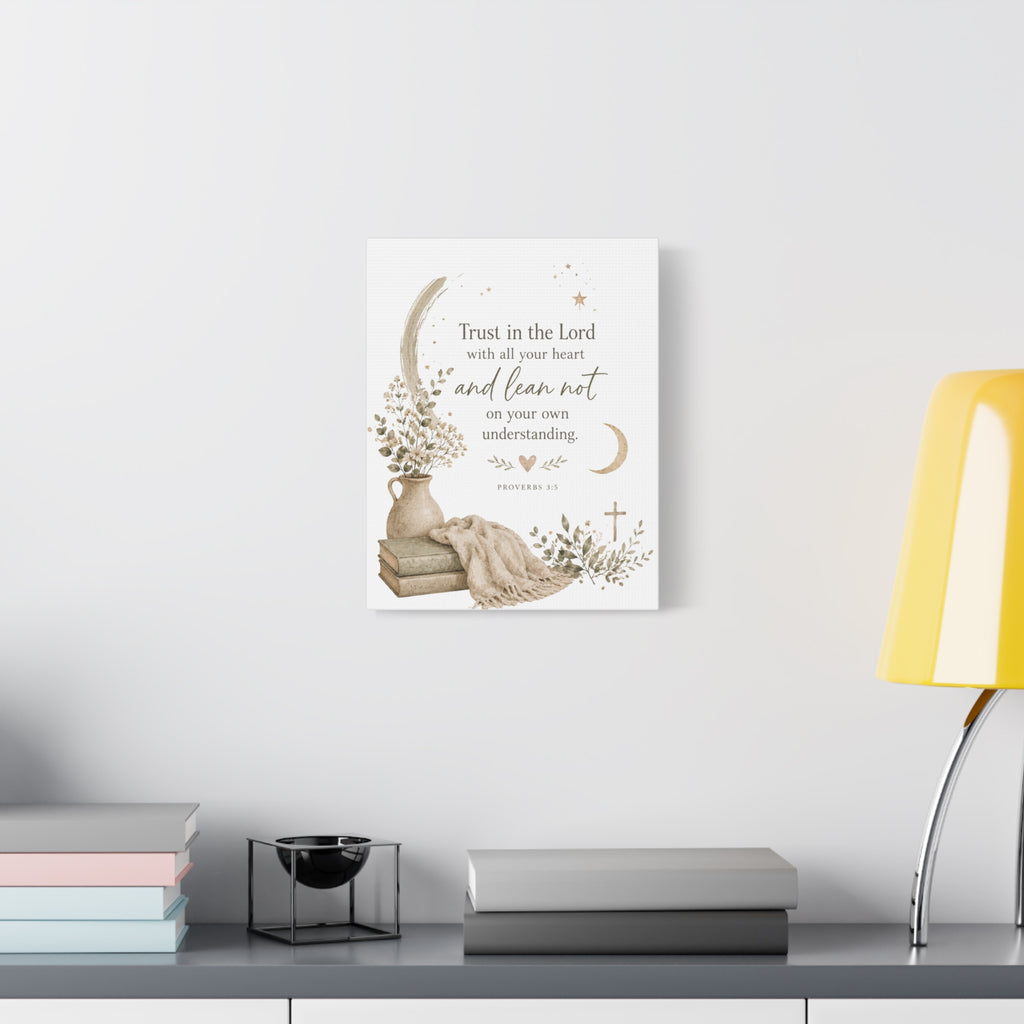 Faith Wall Canvas - "Trust in the Lord" Proverbs 3:5 Inspirational Matte Stretched Canvas