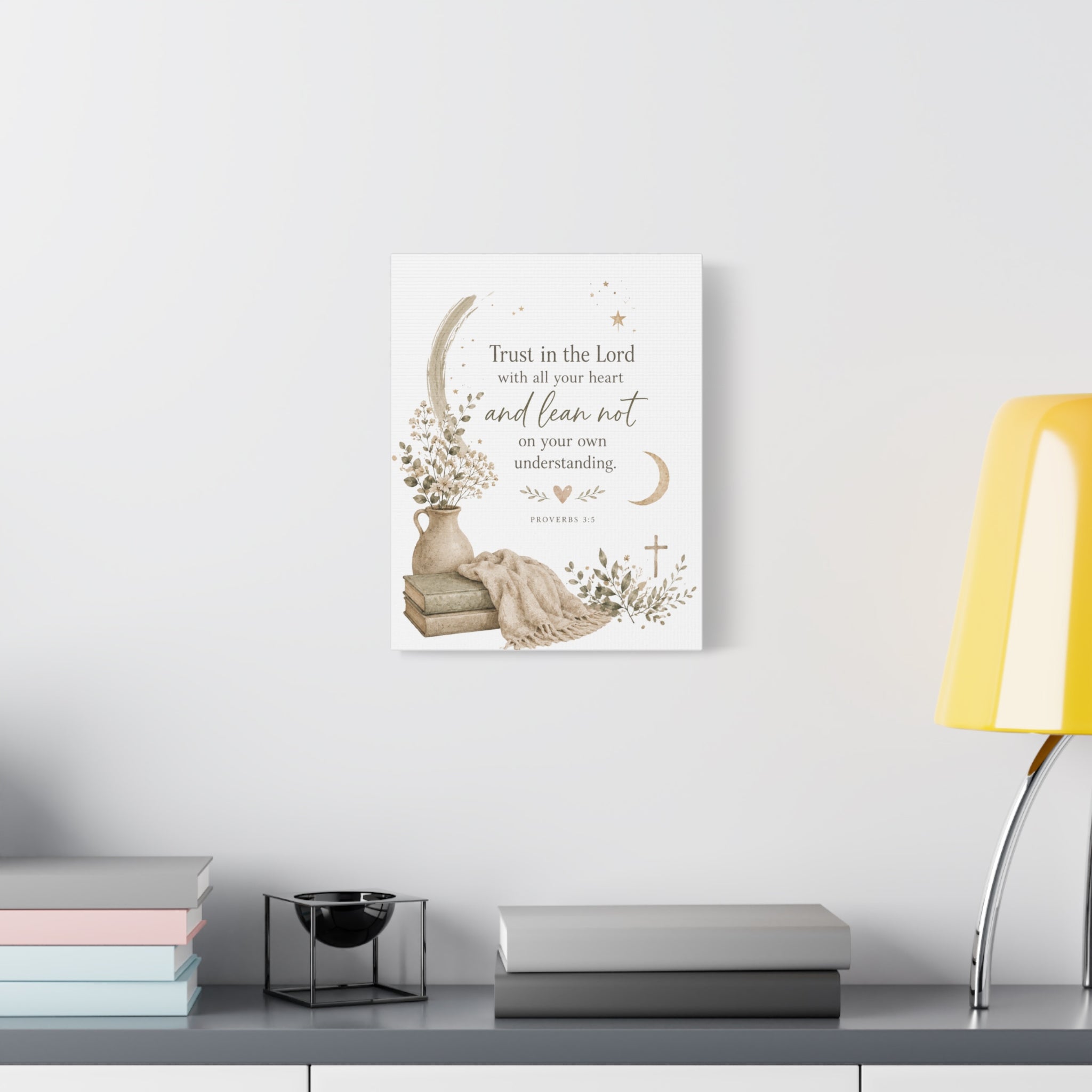 Faith Wall Canvas - "Trust in the Lord" Proverbs 3:5 Inspirational Matte Stretched Canvas