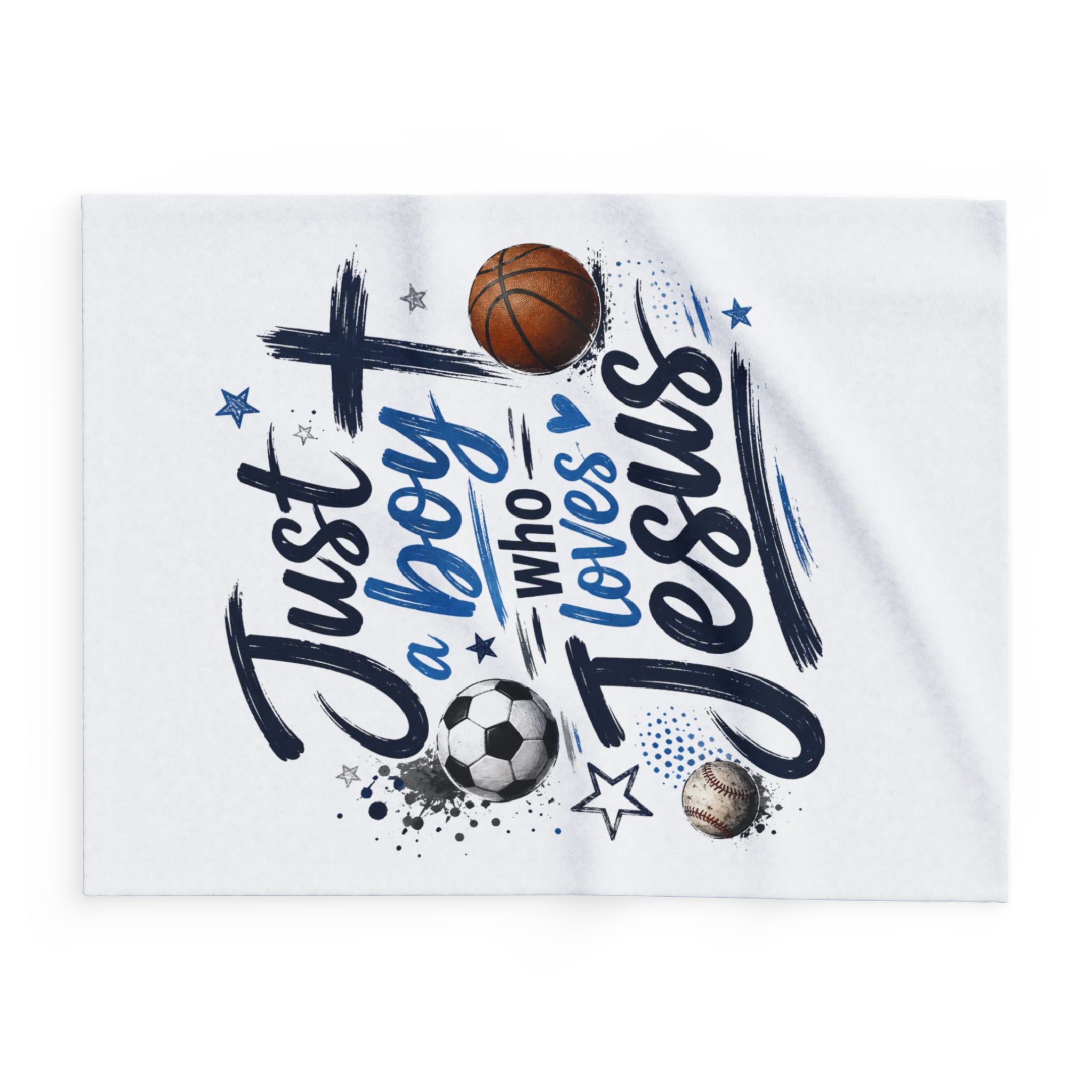 Fleece Blanket — "Just a Boy Who Loves Jesus" Sports Cross Throw