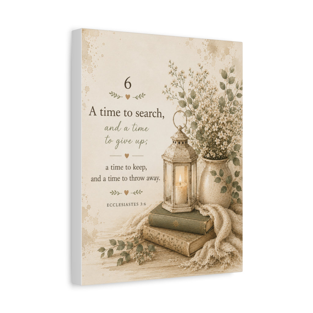 Inspirational Ecclesiastes Wall Canvas — “A Time to Search” Matte Stretched Art