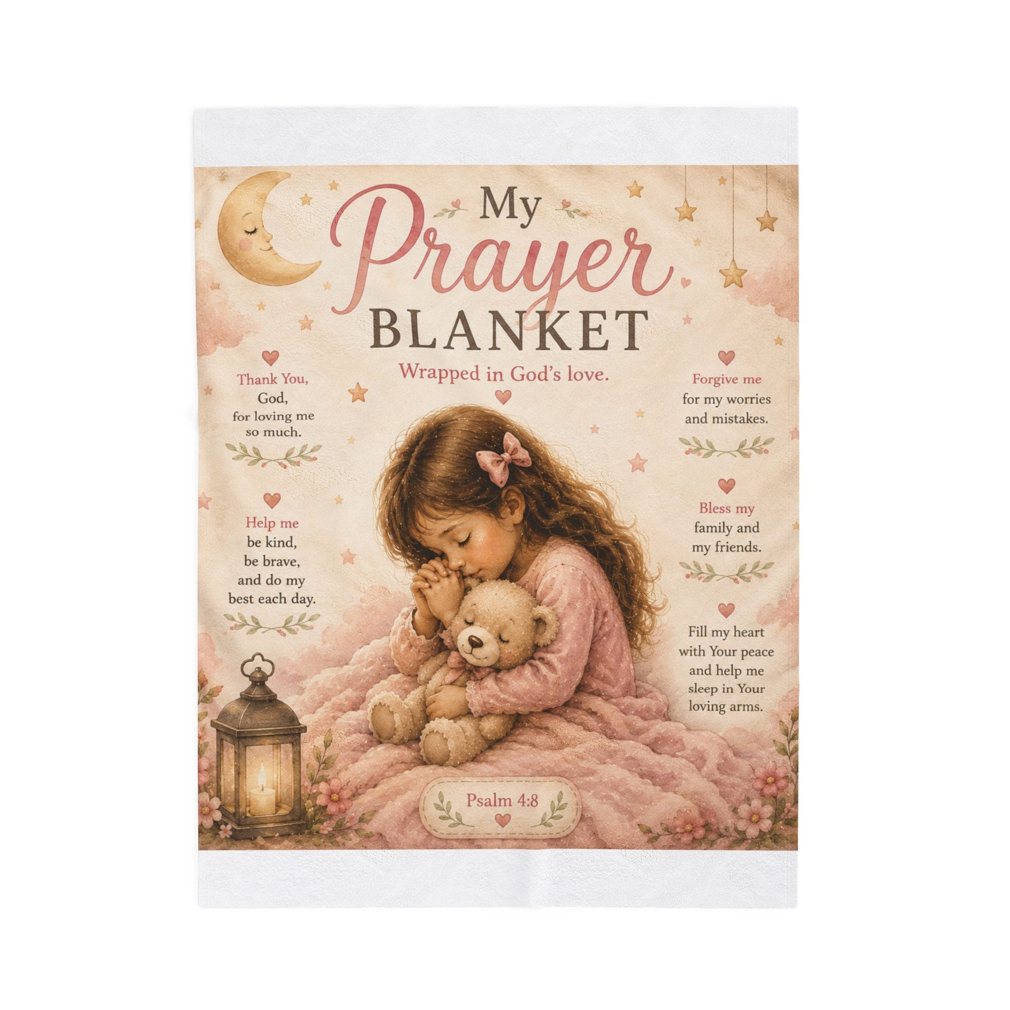 My Prayer Blanket Velveteen Throw — Inspirational Religious Girl Blanket with Psalm Verse