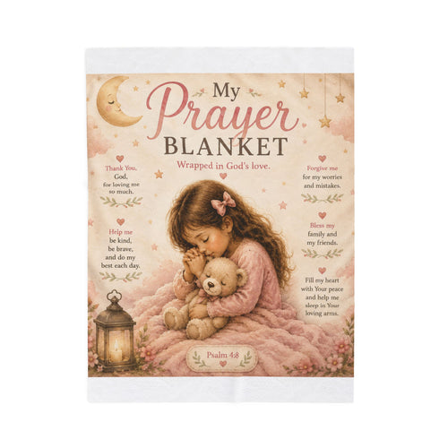My Prayer Blanket Velveteen Throw — Inspirational Religious Girl Blanket with Psalm Verse
