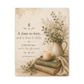 Scripture Wall Canvas – "A Time to Love" Ecclesiastes 3:8 Vintage Floral