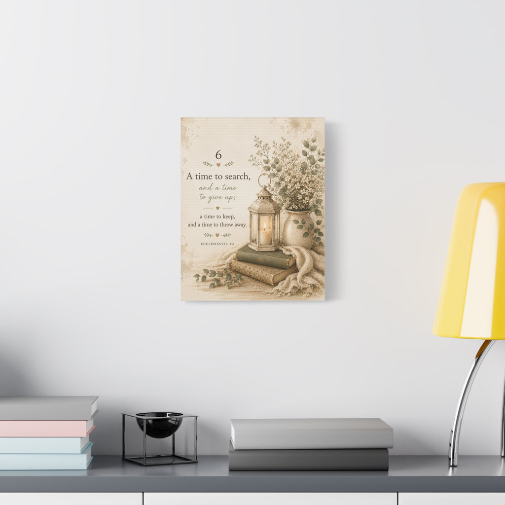 Inspirational Ecclesiastes Wall Canvas — “A Time to Search” Matte Stretched Art