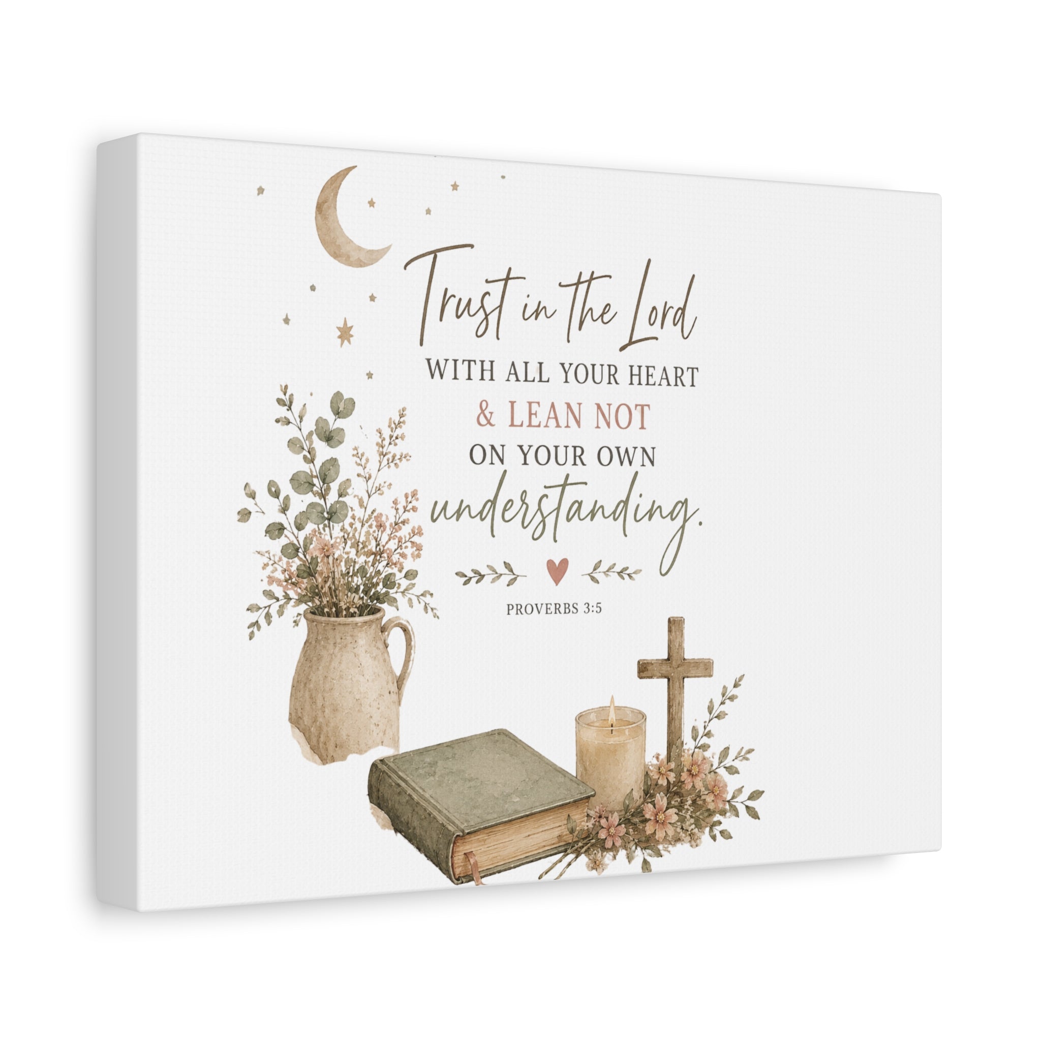 Trust in the Lord Wall Canvas – Proverbs 3:5 Inspirational Christian Scripture Art