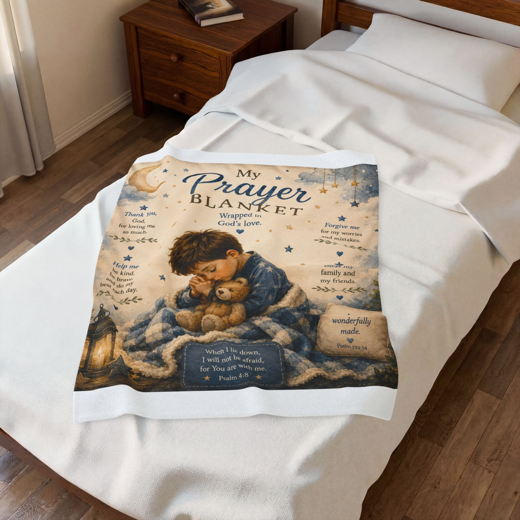 Prayer Blanket Velveteen Plush Blanket — "My Prayer Blanket" Inspirational For Boys Throw