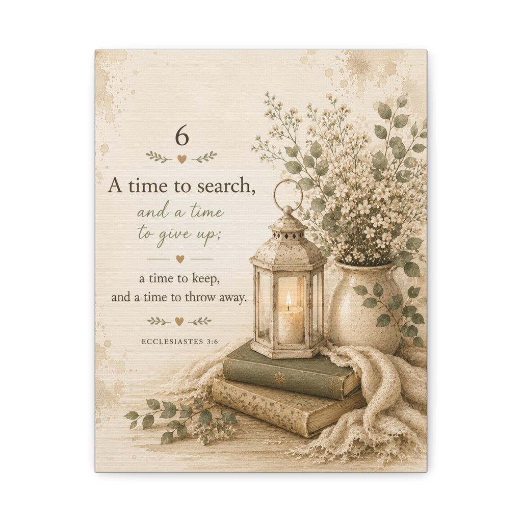 Inspirational Ecclesiastes Wall Canvas — “A Time to Search” Matte Stretched Art