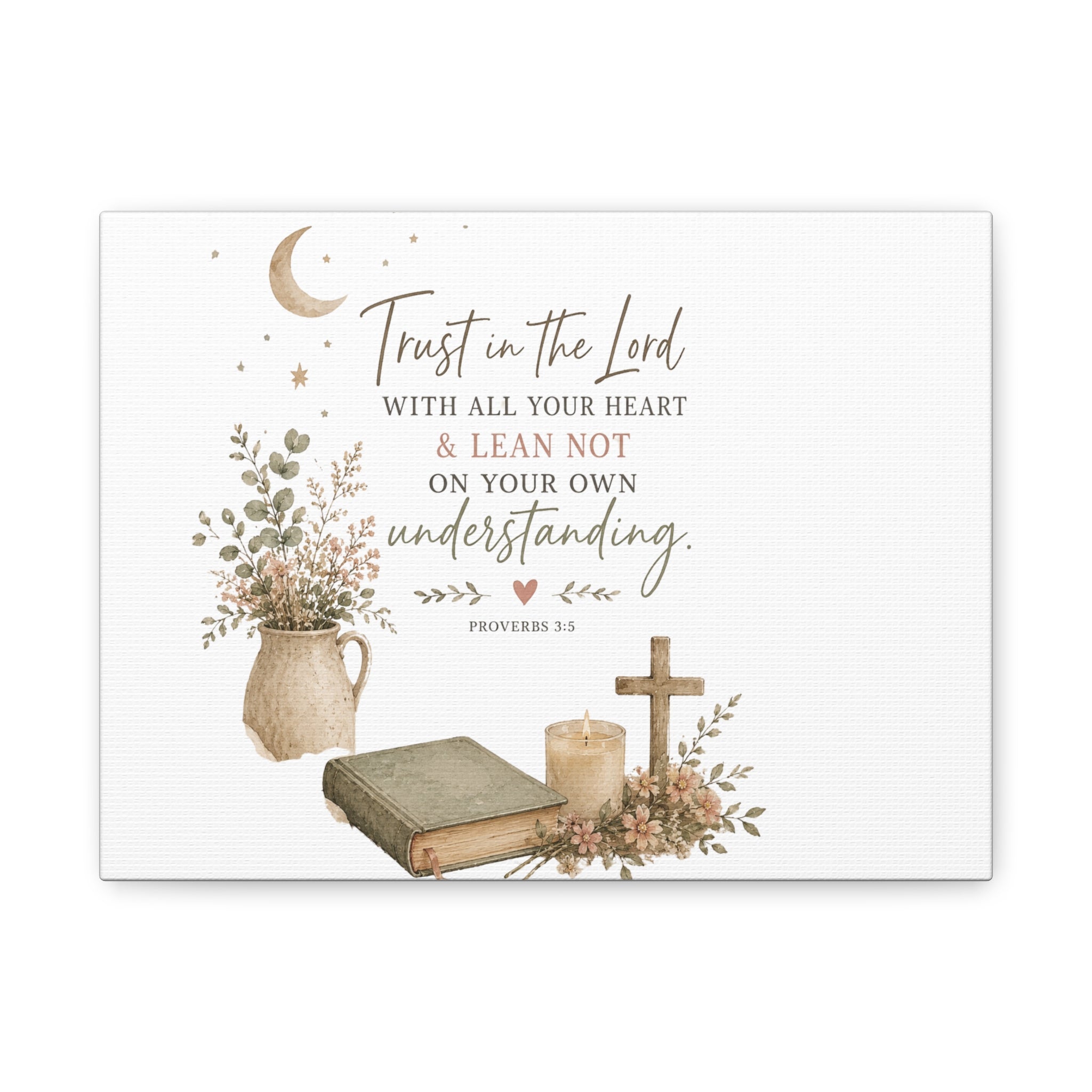 Trust in the Lord Wall Canvas – Proverbs 3:5 Inspirational Christian Scripture Art