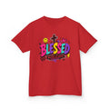 Christian Tee — Colorful "Blessed" Faith Graphic (Walking in Grace)