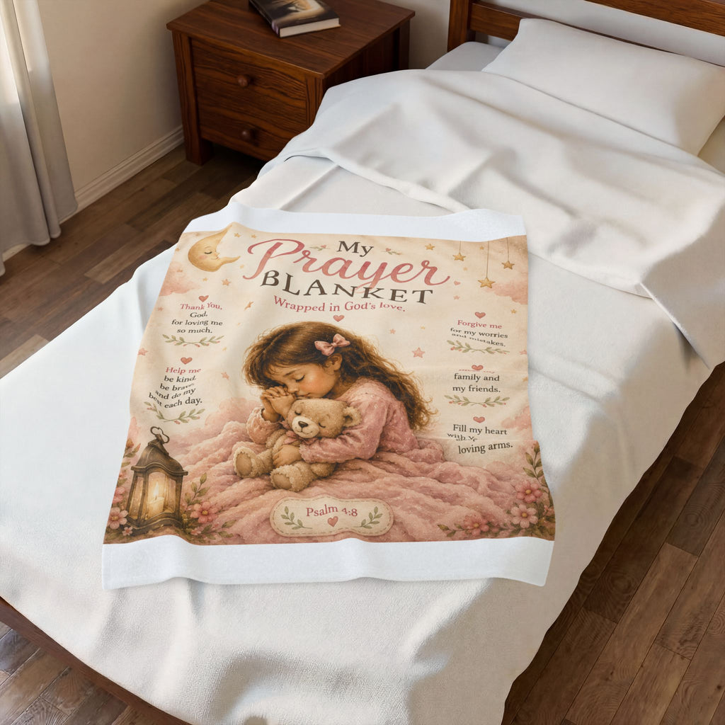 My Prayer Blanket Velveteen Throw — Inspirational Religious Girl Blanket with Psalm Verse