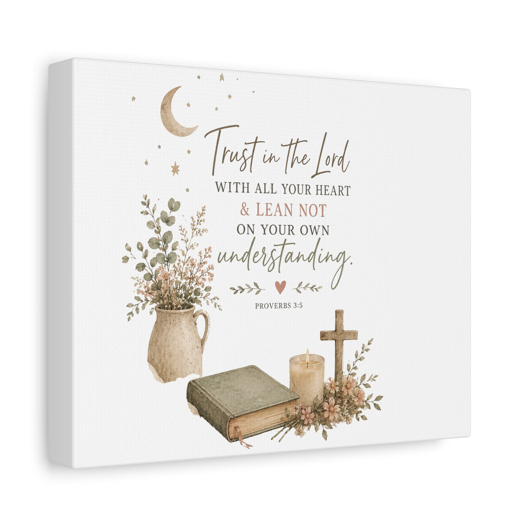 Trust in the Lord Wall Canvas – Proverbs 3:5 Inspirational Christian Scripture Art