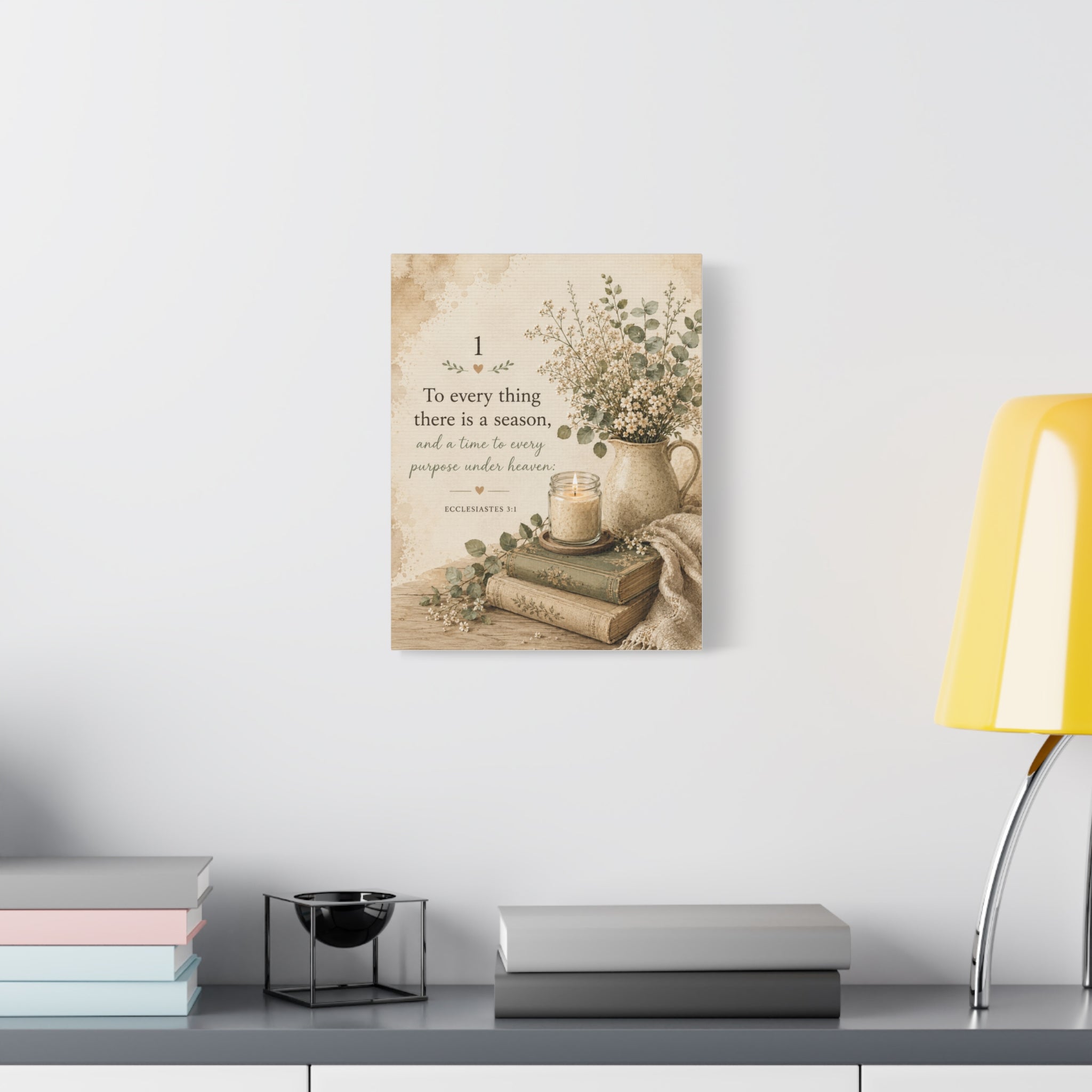 Canvas Wall Art - "To Everything There Is a Season" Ecclesiastes 3:1 Rustic Floral Bible Verse
