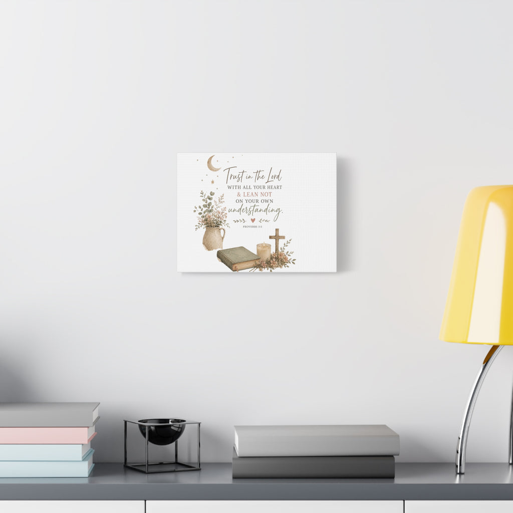 Trust in the Lord Wall Canvas – Proverbs 3:5 Inspirational Christian Scripture Art