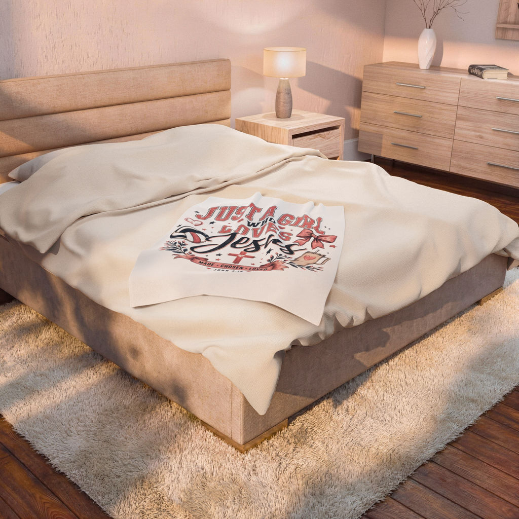 Velveteen Blanket — "Just A Girl Who Loves Jesus" Faith Throw