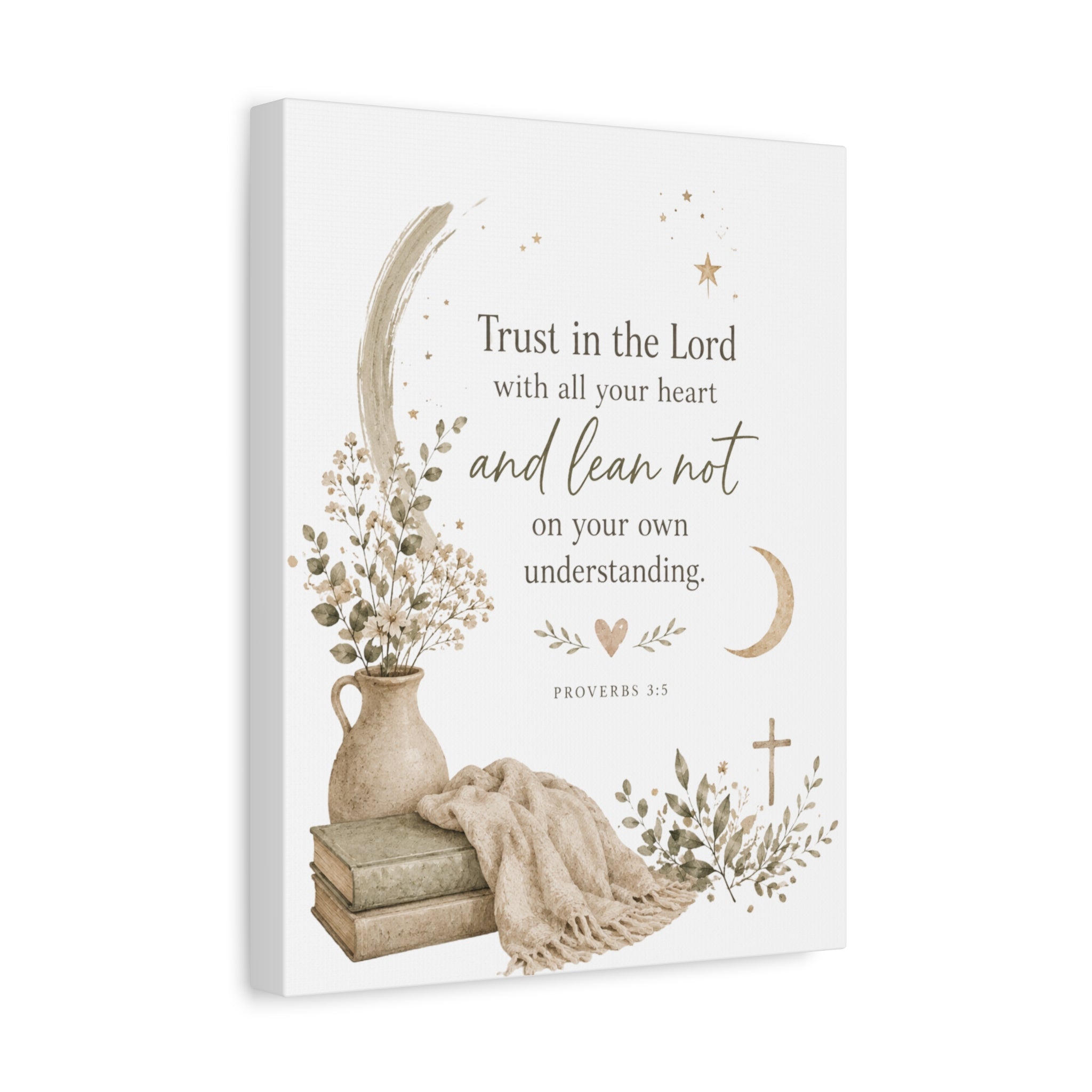 Faith Wall Canvas - "Trust in the Lord" Proverbs 3:5 Inspirational Matte Stretched Canvas