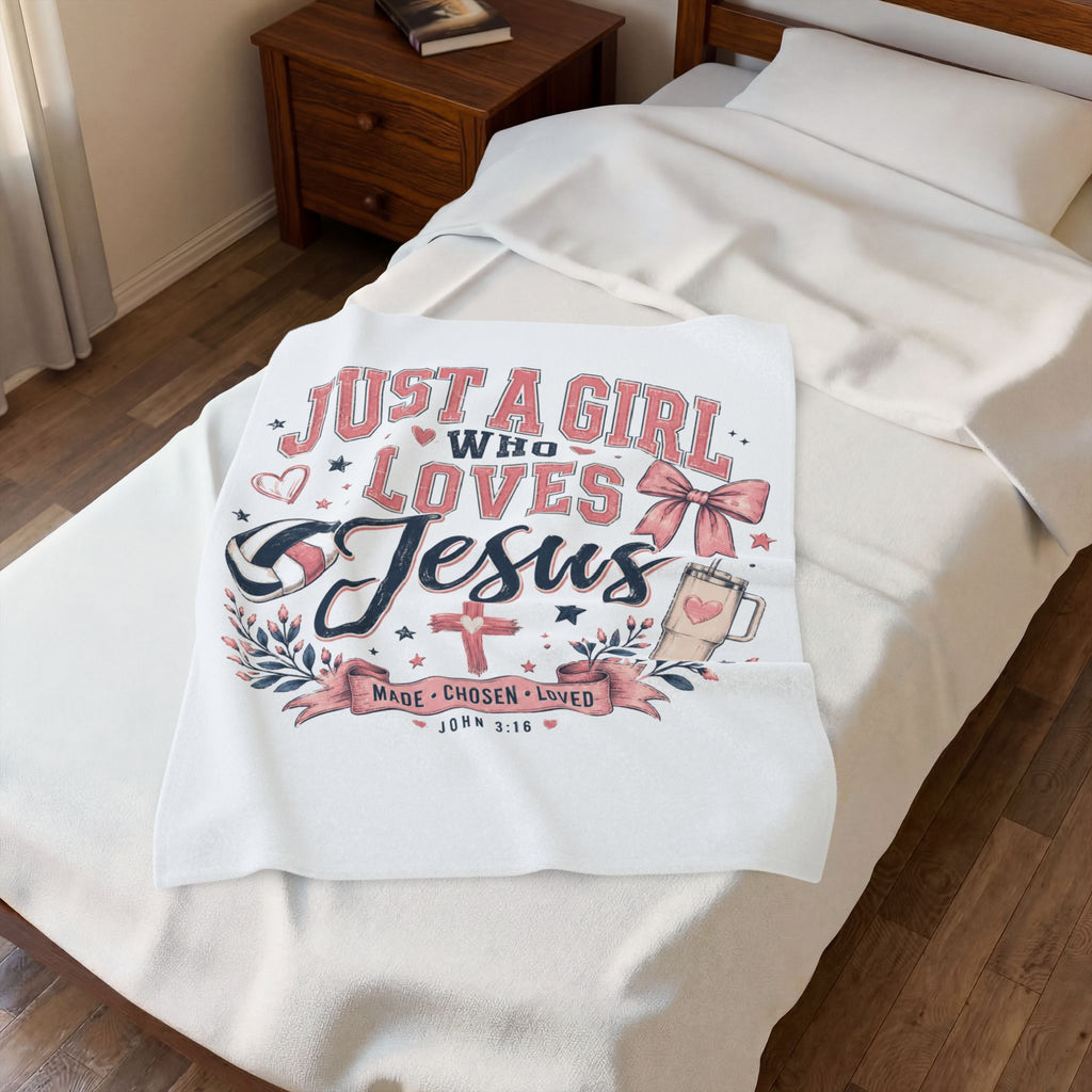 Velveteen Blanket — "Just A Girl Who Loves Jesus" Faith Throw