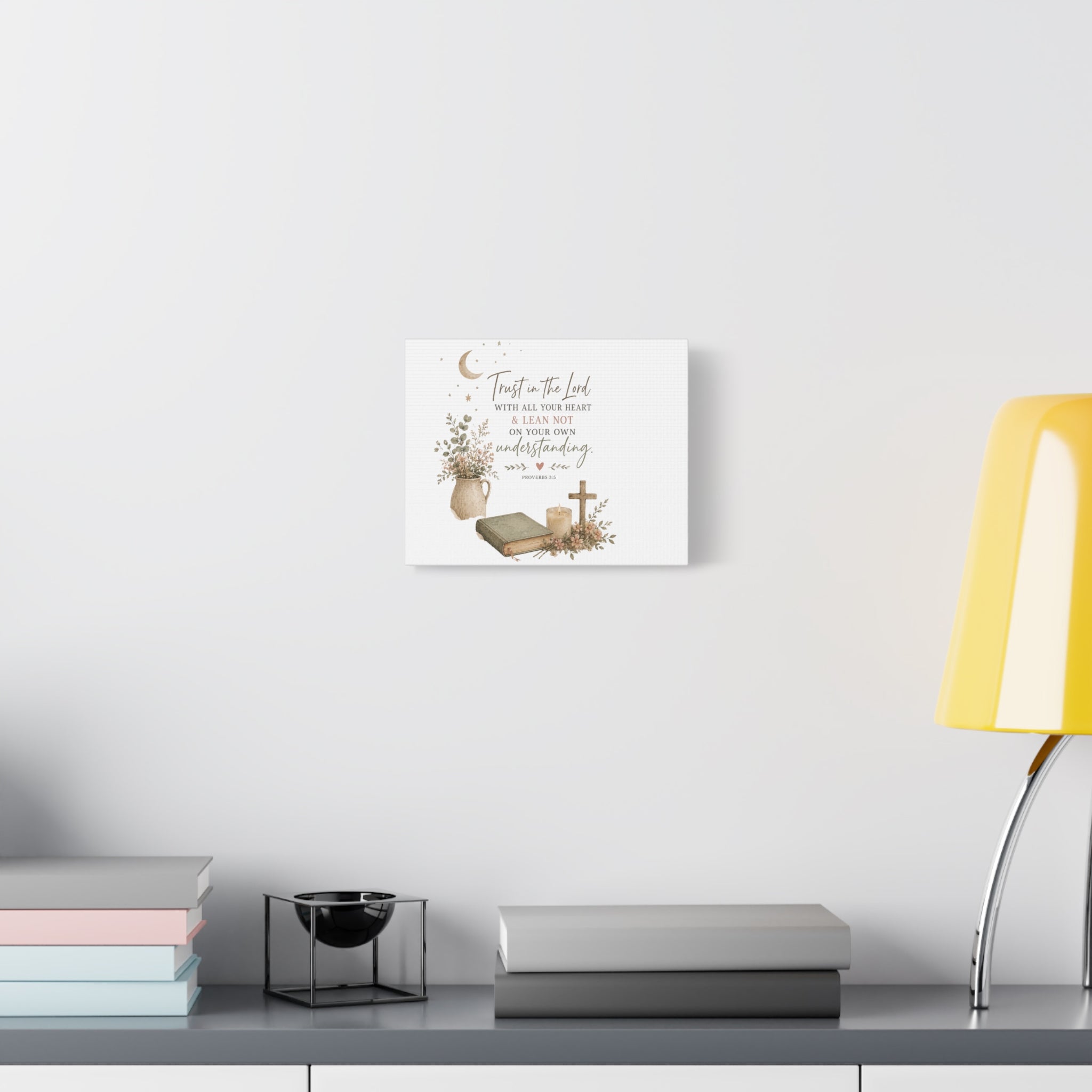 Trust in the Lord Wall Canvas – Proverbs 3:5 Inspirational Christian Scripture Art